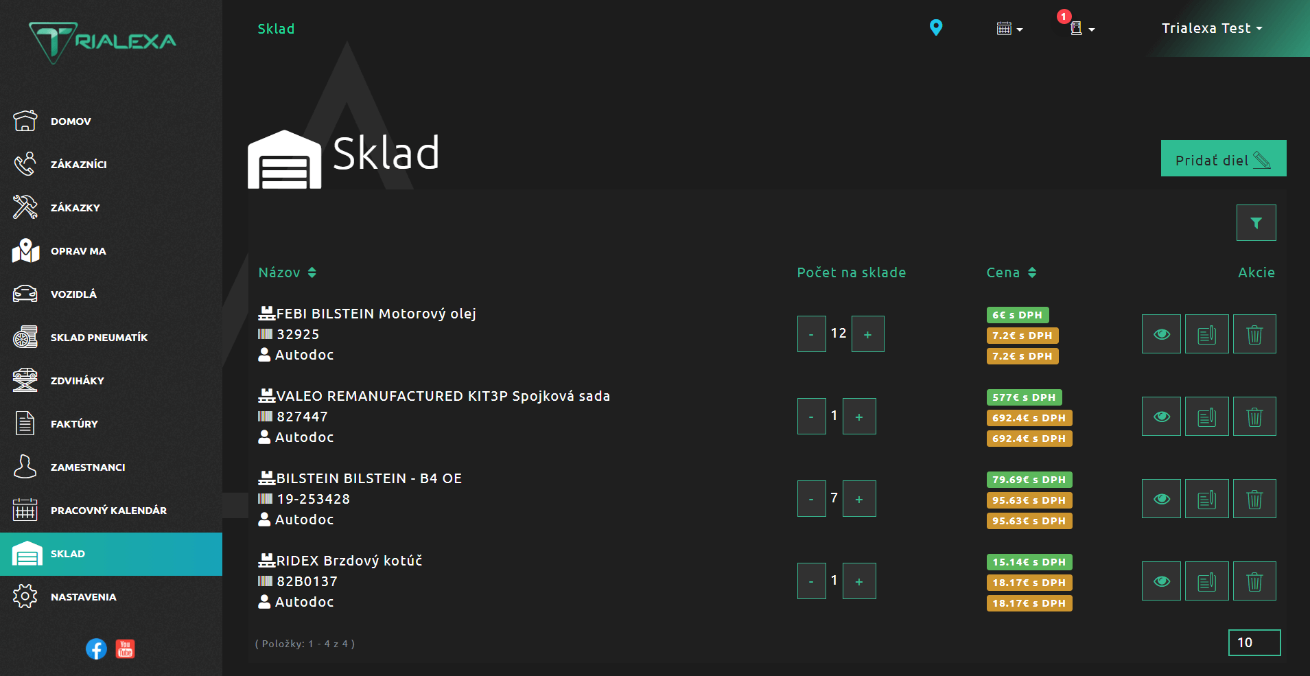 Sklad / súčiastok a dielov