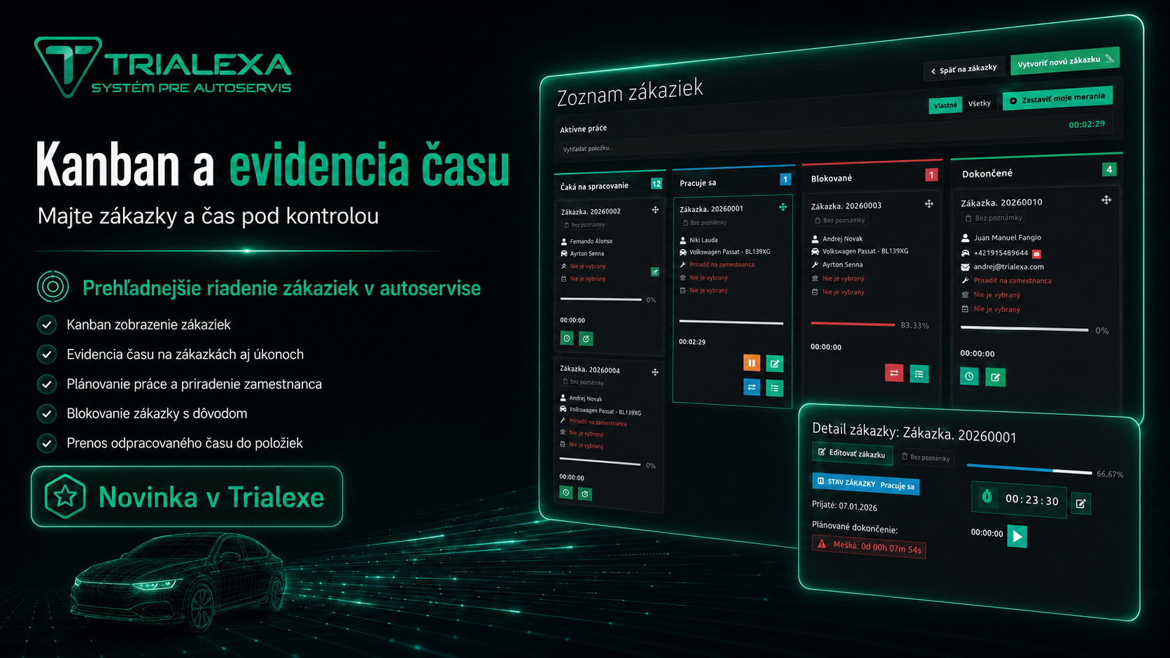 Prehľadnejšie riadenie zákaziek a presná evidencia času v Trialexe